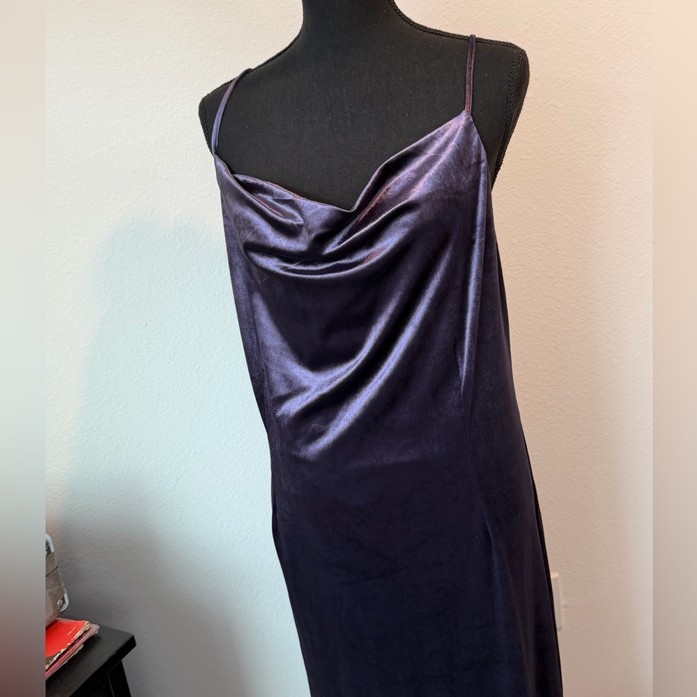 Mystree Deep Purple Satin Midi Dress - Picture 7 of 7